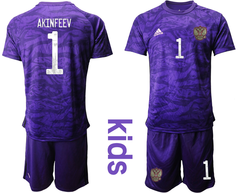 Cheap 2021 European Cup Russia purple goalkeeper Youth 1 soccer jerseys